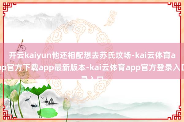 开云kaiyun他还相配想去苏氏坟场-kai云体育app官方下载app最新版本-kai云体育app官方登录入口